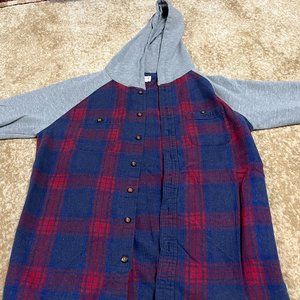 Boys Cat & Jack Large Red, Gray, and Dark Blue Long-Sleeve Button-up Hoodie